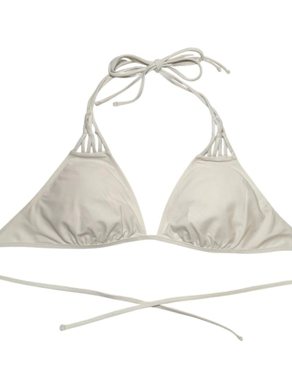 Aerie White Cream Macrame Strap Triangle Bikini Swim Top XL Padded Strappy